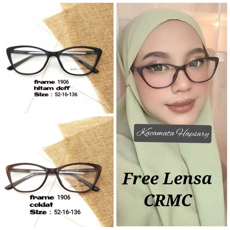 Frame Kacamata Wanita, Kacamata Cat Eye 1906, Kacamata Anti Radiasi, Kacamata Minus