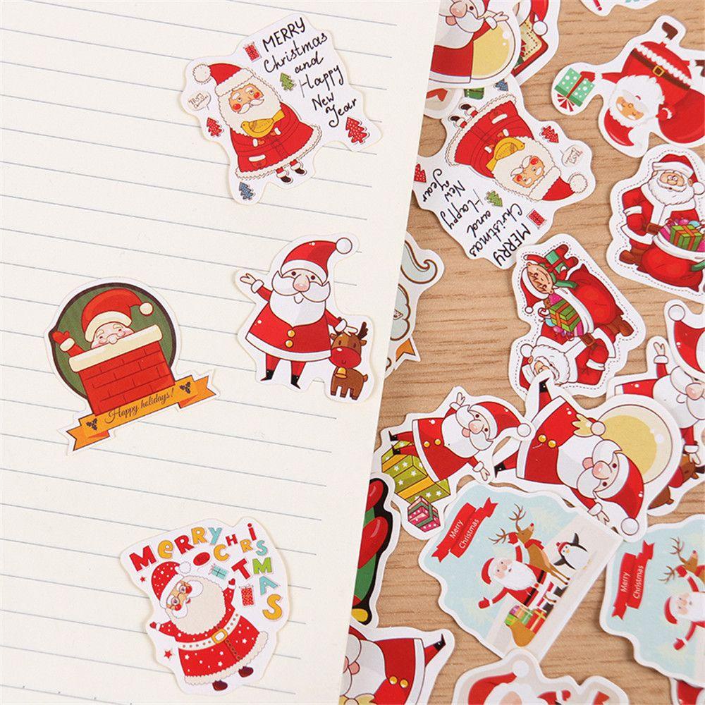 Populer 48pcs/Box Stiker Natal Sealing Diary Album Alat Tulis Hadiah Kertas Sticker