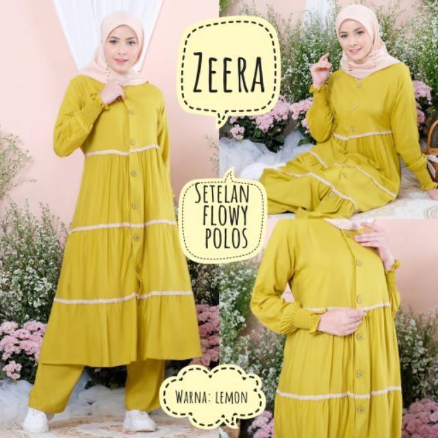 Daster Arab Setelan Flowy Polos by Zeera