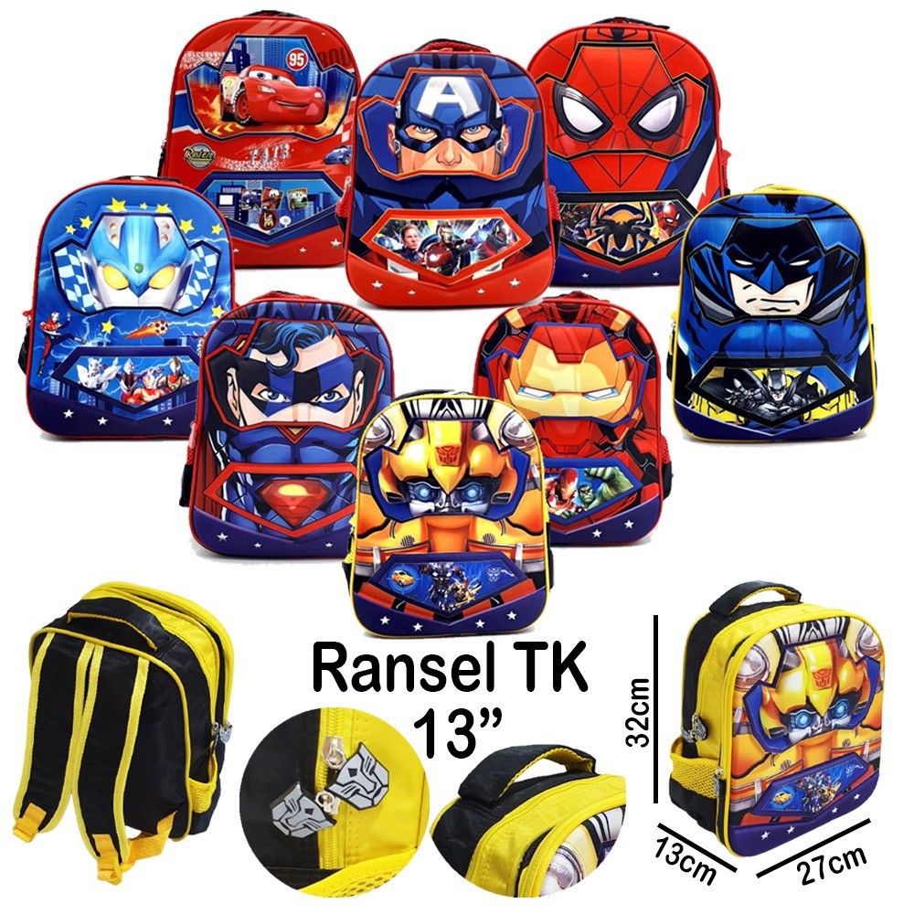 PROMO TAS Timbul TERMURAH Ransel Sekolah TK Dan SD Anak Laki Laki KARAKTER JAGOAN 3D ZOOM Timbul IMPORT