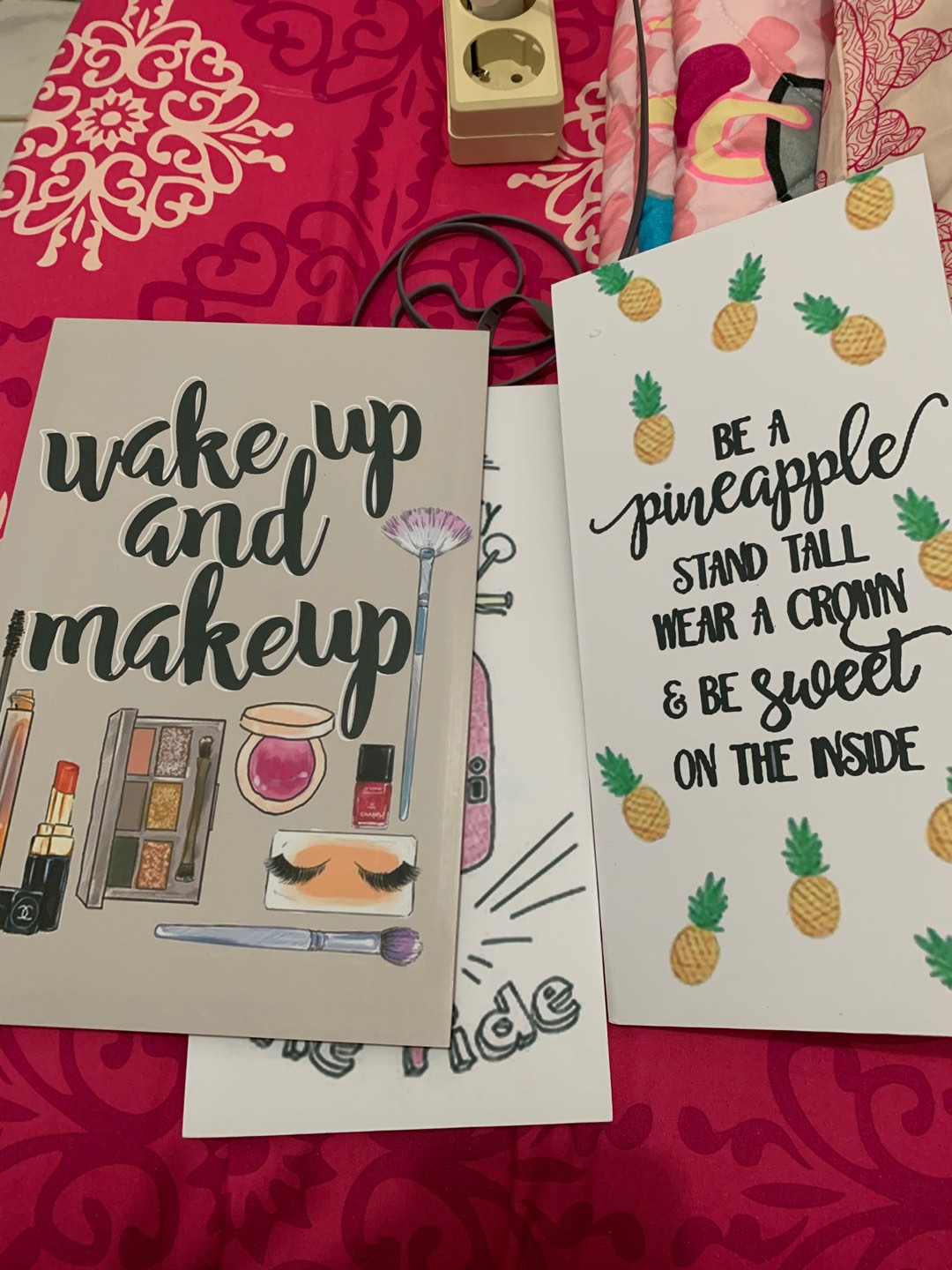 [bisa Cod] Hiasan Dinding Poster Kayu Walldecor Rumah Kamar Minimalis Quote Wakeup And Makeup Qte10