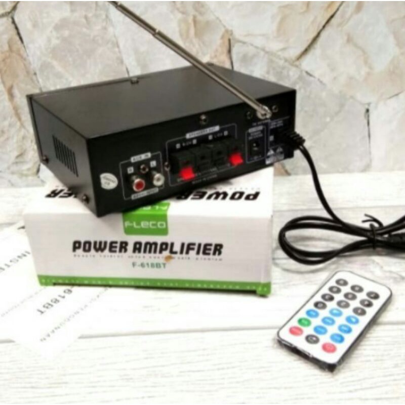 COD Power Amplifier Werelles Fleco F-618BT Amplie Bluetooth AC DC USB FM Murah