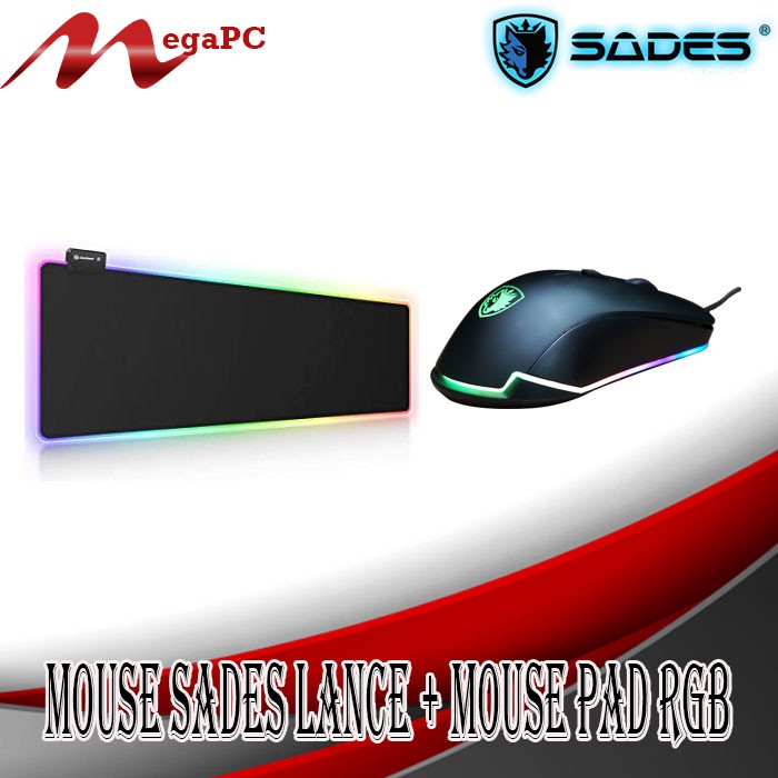 Paket Mouse Sades Lance &amp; Mouse Pad Gaming RGB MegaPC