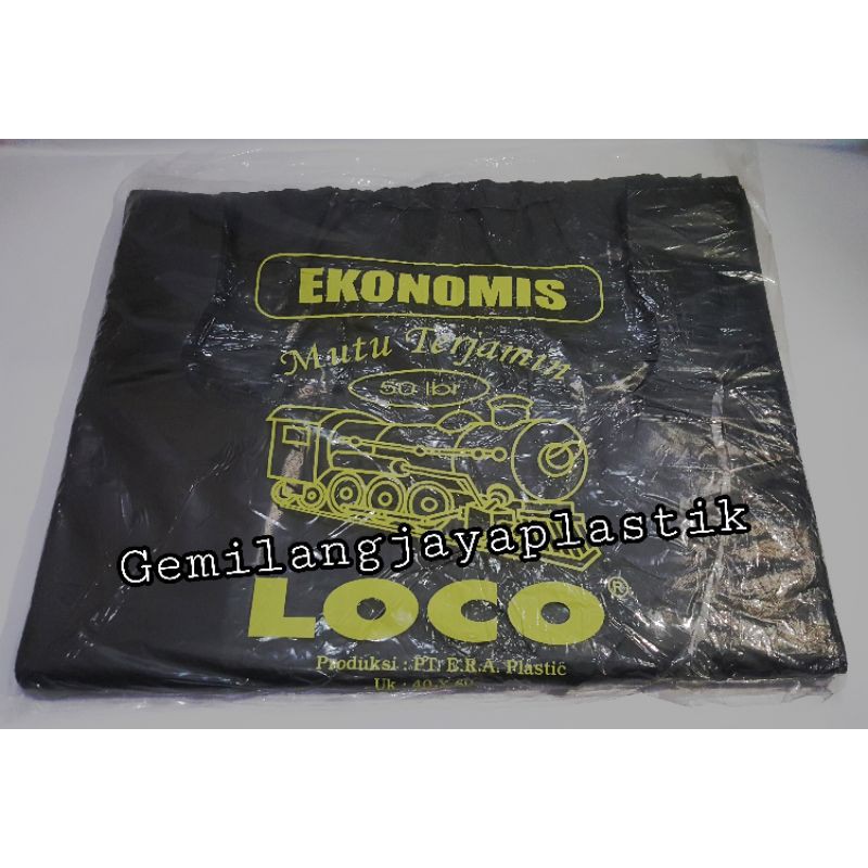 Kantong Plastik LOCO Hitam Ekonomis Uk 40 Isi 50 Lembar