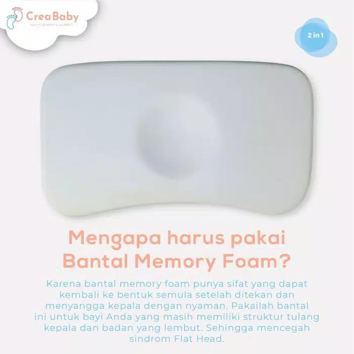 Crea Baby Comfy Classic Memory Foam Baby Pillow - Bantal Peyang Bayi