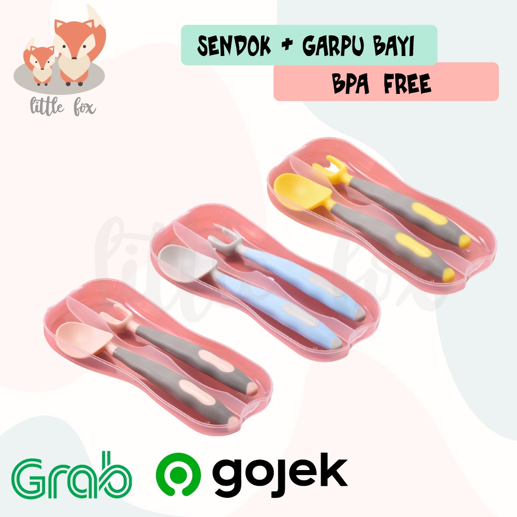 Set Alat Makan Bayi / Sendok Garpu Anak Bengkok Latihan Belajar Makan
