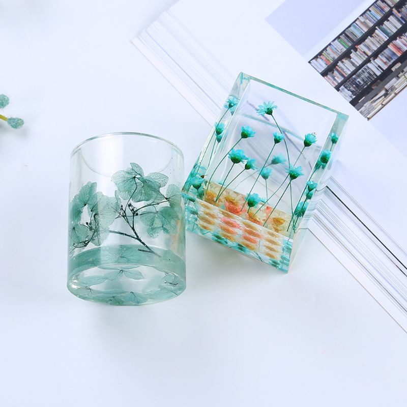 Moonlight&quot; DIY Crystal Epoxy Mold Square Cylindrical High Mirror Pen Small Flower Pot Molds