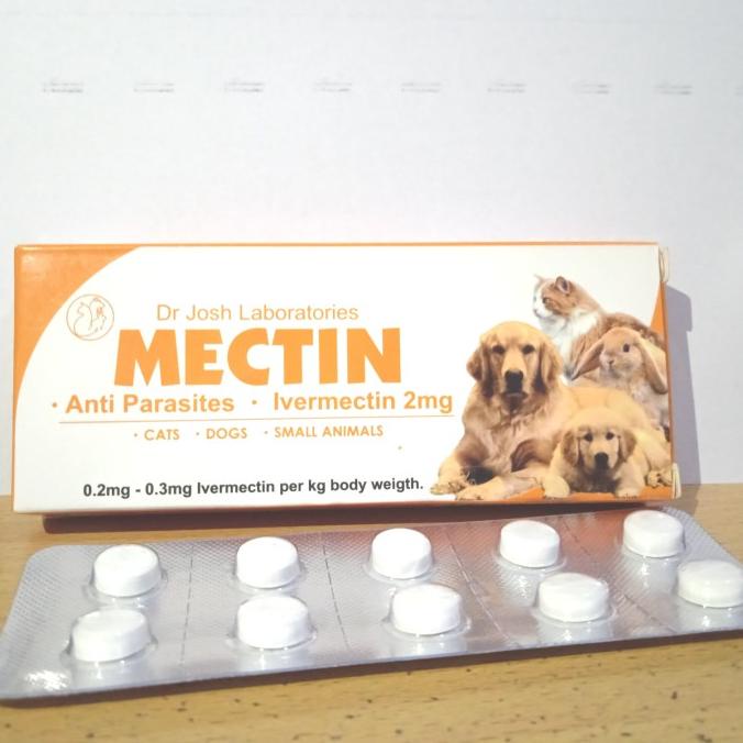 obat kutu anjing kucing kelinci mectin ( 10 tablet) anti parasit
