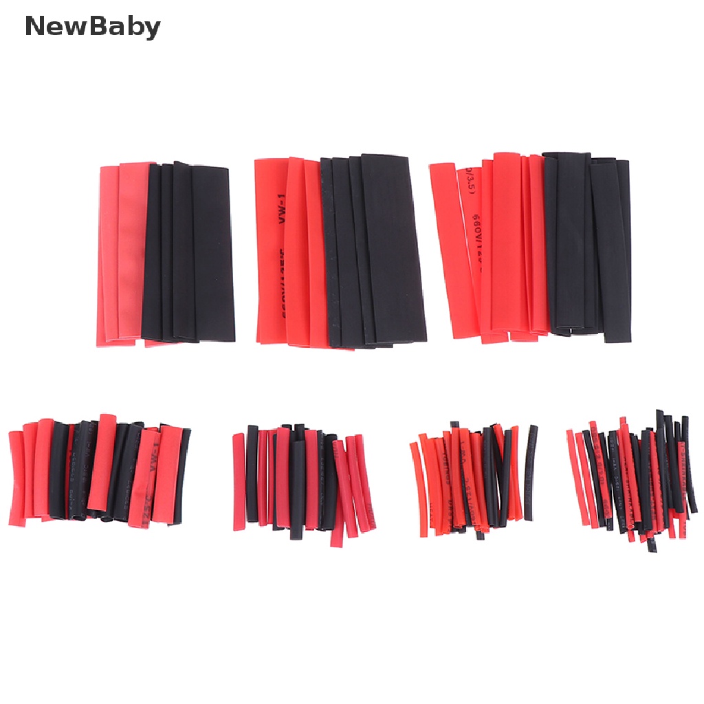 NewBaby 127Pcs Weatherproof heat shrink sleeving tubing tube assortment kit black glue ID