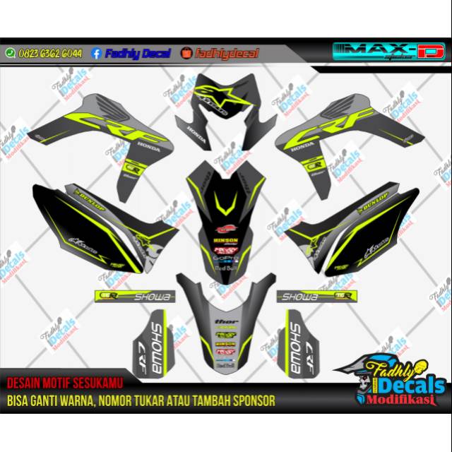 Decal crf 150 L grey atau abu stabilo hitam