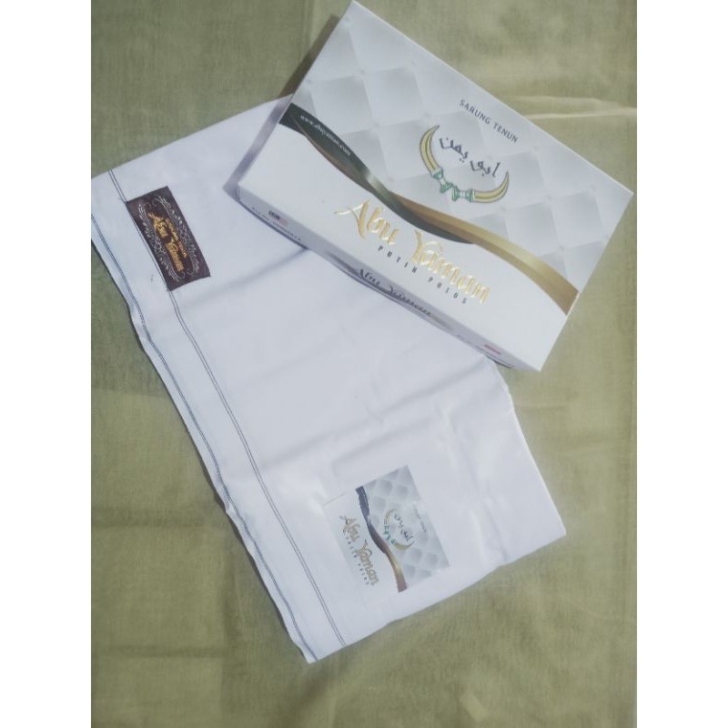 Sarung tenun putih hitam Abu Yaman /sarung putih polos sarung hitam polos /sarung putih bersih hitam