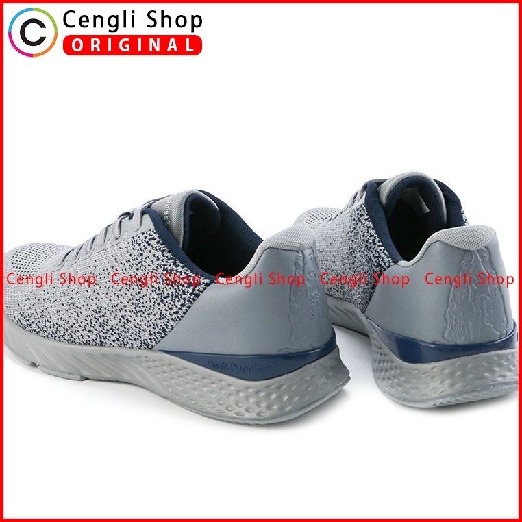 SEPATU SNEAKER PRIA HUSH PUPPIES ORIGINAL CASUAL KETS ABU-ABU HM016