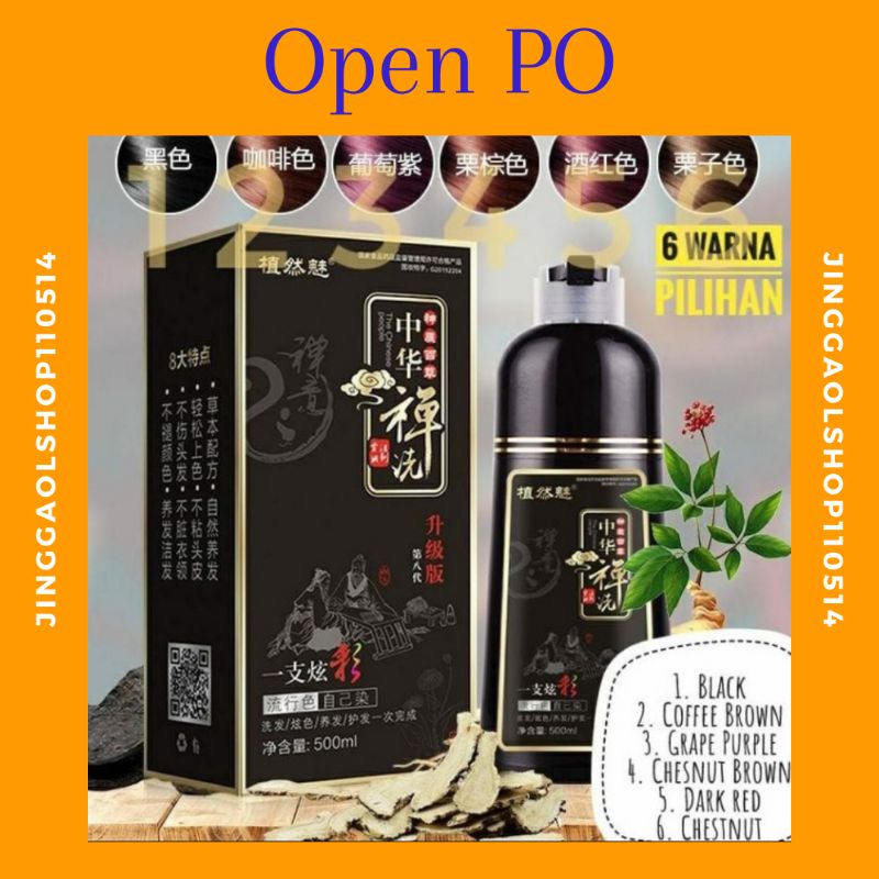 Shampoo zhi ran mei, shampoo herbal pewarna rambut uban, shampoo dewa