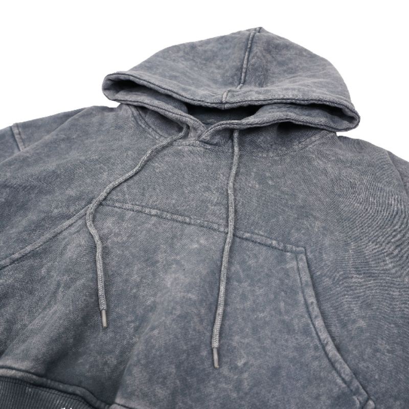 HOODIE CROPPED OVERSIZE GREY WASHING