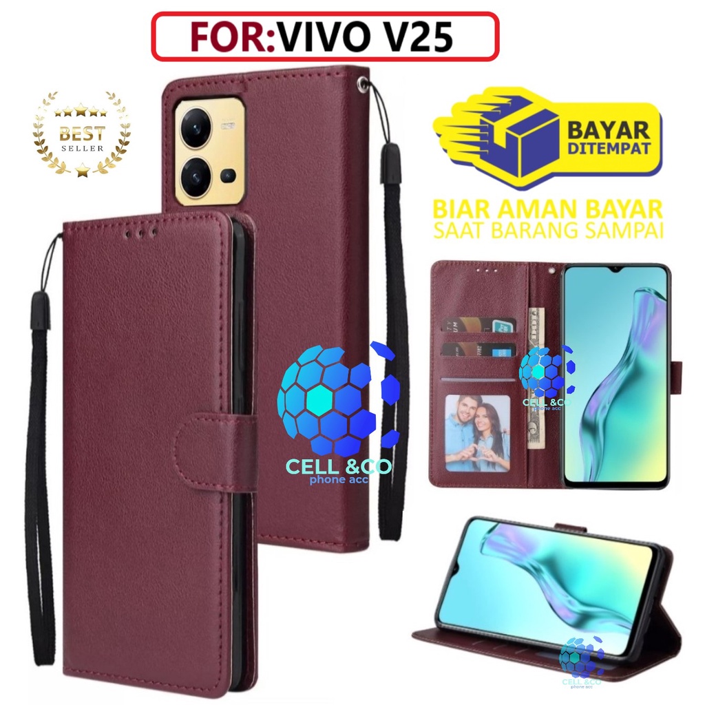 NEW VIVO V25 CASE FLIP LEATHER WALLET PREMIUM FLIP CASE BUKA TUTUP KESING HP CASING FLIP CASE WALLET VIVO V25 5G