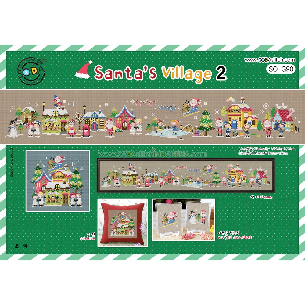 Paket DIY Craft Sulam Kristik / Cross Stitch Sodastitch SO-G90 - Santa's Village 2 Christmas Natal