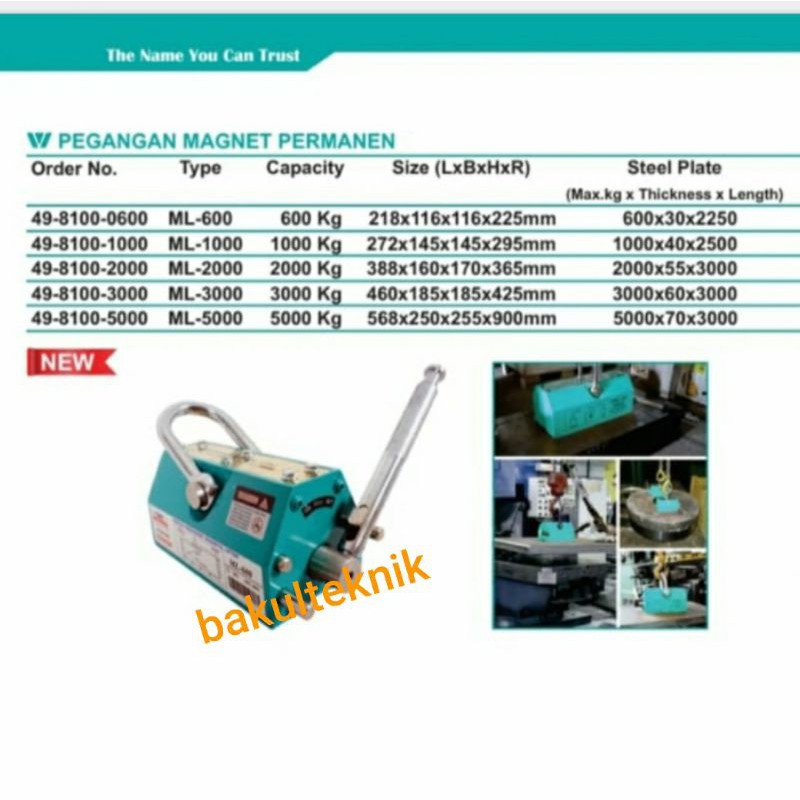 magnet lifter alat pengangkat plat besi cap 600kg