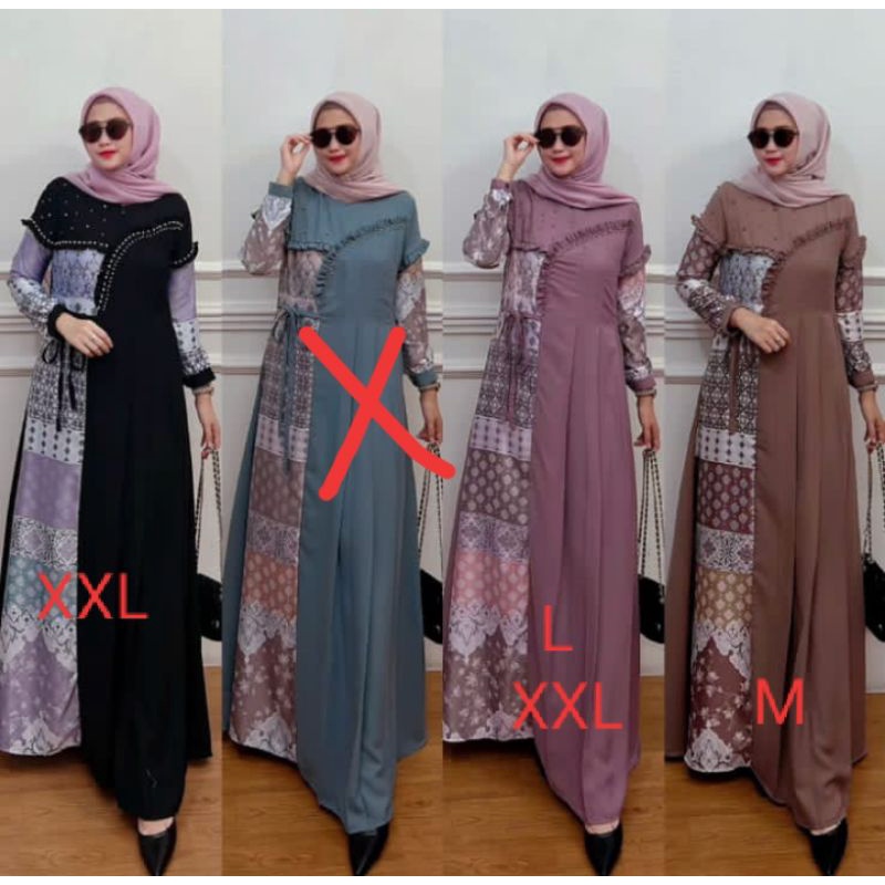 Arumi Dress by Rianti gamis M LD 100 Jumbo XXL LD 120