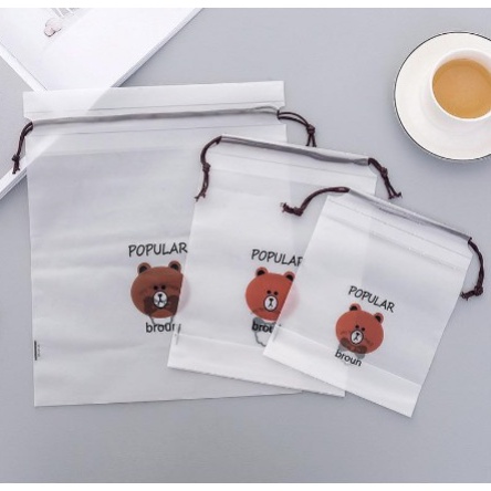 TAS SERUT SERBAGUNA TRAVEL POUCH PLASTIK WARNA BROWN
