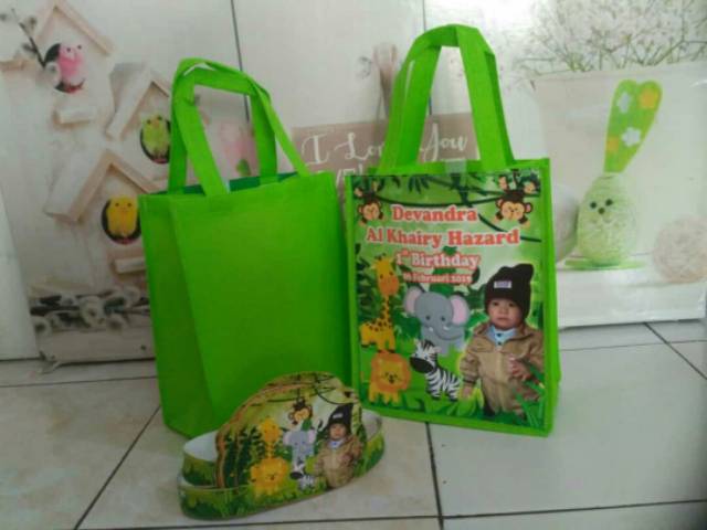 Tas souvenir ultah anak model tenteng banner custom