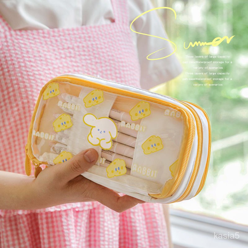 

Transparent PVC Waterproof Pencil Case Student Stationery Storage Bag Kawaii School Supplies Back To