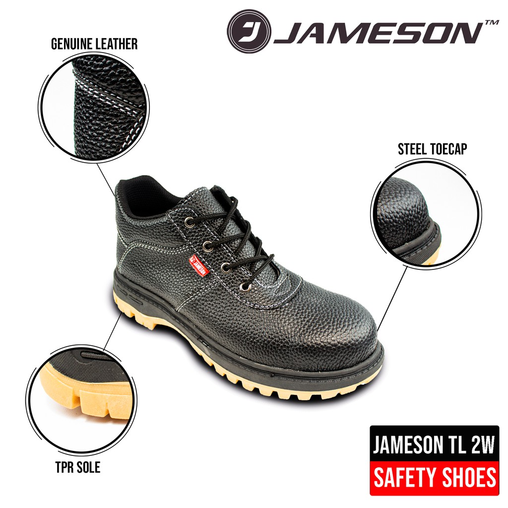 Sepatu Safety Shoes tali pendek semi boots Jameson TL 2W / kulit asli / besi di penghujung