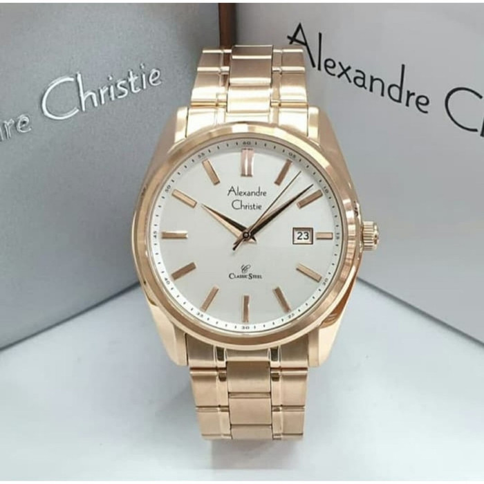 Jam Tangan Pria Alexandre Christie 8514 Rosegold Original ori