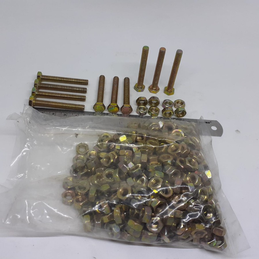 BAUT MUR KUNING M6 X 45 / BMK M6 X 45 / BAUT M6X45 KUNING / BAUT M6 / BAUT 8 KUNCI 10