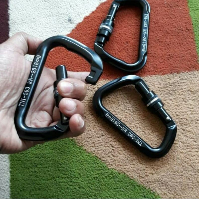 Carabiner Original Jatah TNI Screw Delta Panjat Tebing