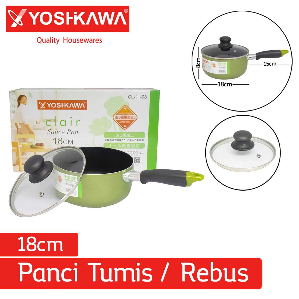 

YOSHIKAWA Wajan/Teplon Tumis 18CM Anti Lengket Sauce Pan EVL-CL-11-08