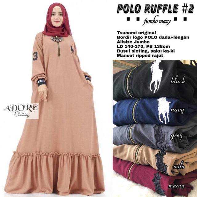 Polo rufle dress jumbo big size