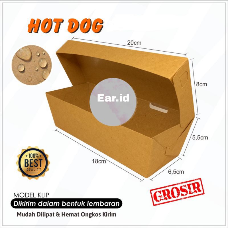 Box hotdog 290gsm hotdog paper kemasan Kraft sosis pisang nugget