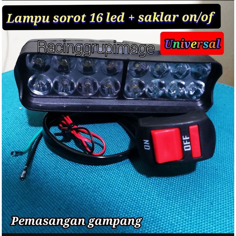 Lampu LED Bar Tembak Sorot CREE Motor 16 Titik Mata Dua Susun 16 Led 16 Watt 16Watt 16We