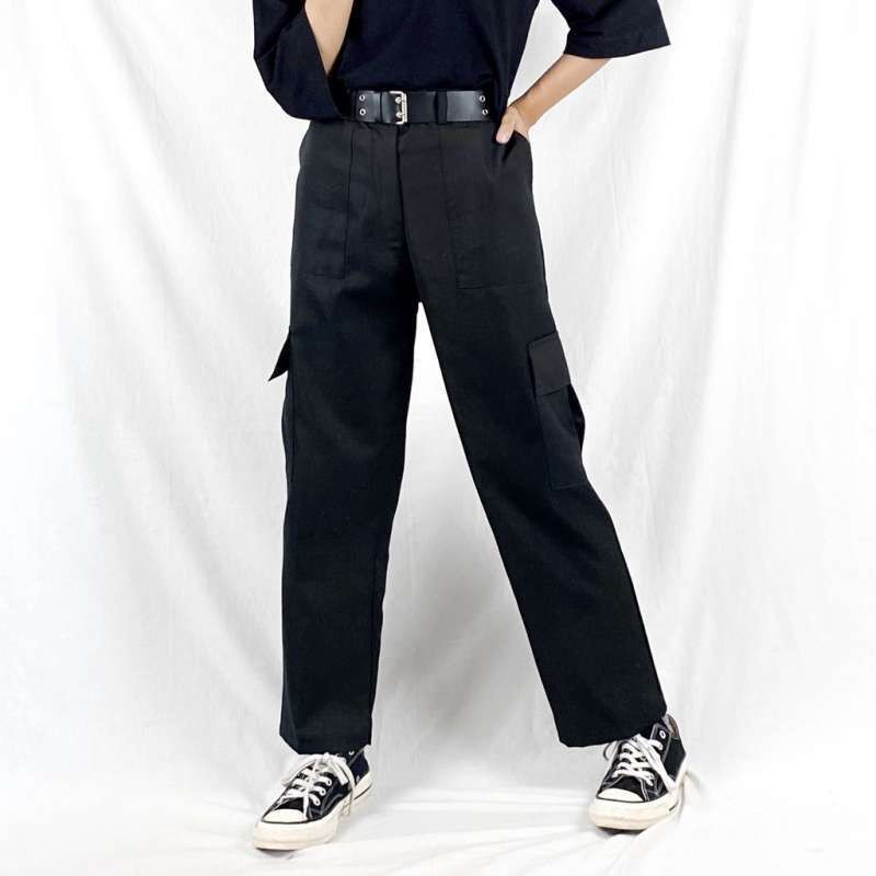 Long Cargo Pants Stacie pocket  pants Celana Cargo Wanita Cargo Tokyo pants Allsize (S-XL, 27-34) BLACKBANNER