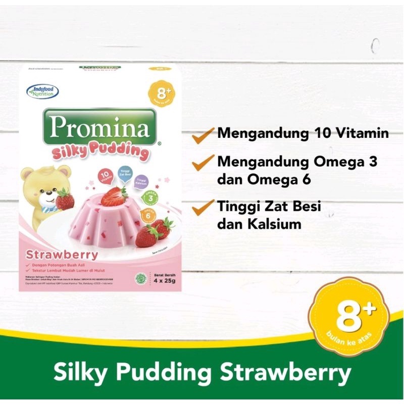 Promina Silky Puding Strawberry 8M+/ Makanan bayi -100gr