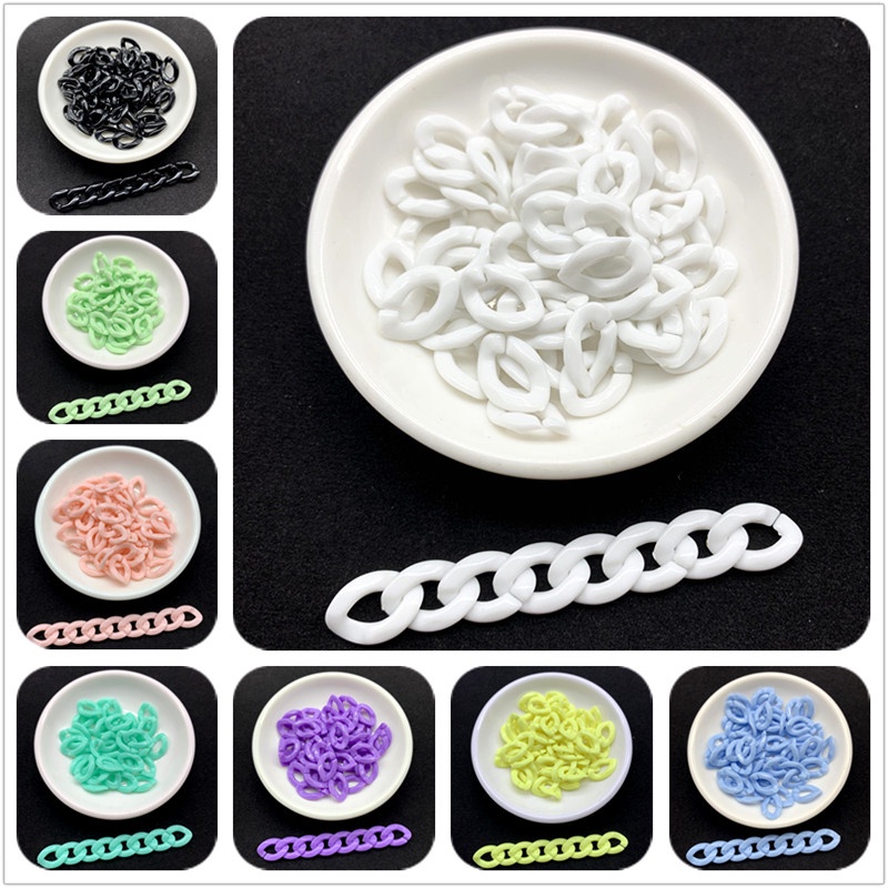 60pcs / Pak Konektor Rantai Panjang Bahan Akrilik Ukuran 11x16mm