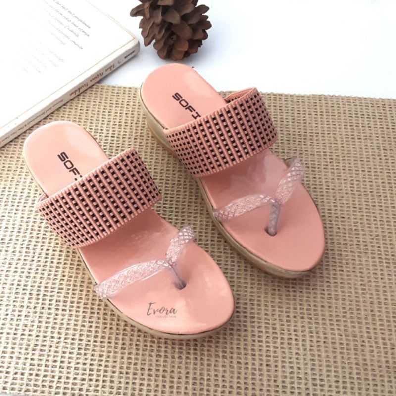 Sandal anak perempuan wedges japit selop | sandal party hak wedges anak perempuan