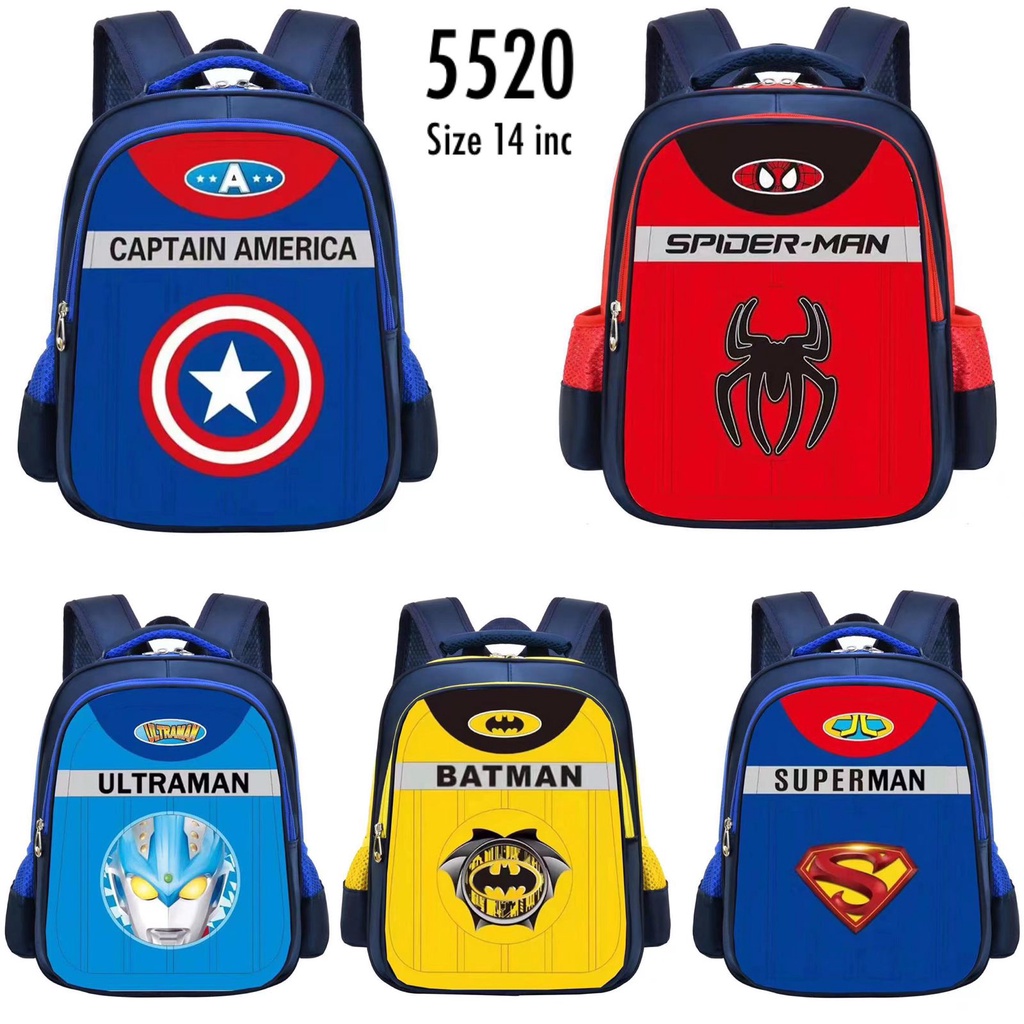 Tas Sekolah Anak Laki-Laki TK-SD Tas Ransel Sekolah Import Anak Cowok Karakter Superhero 6D Embos