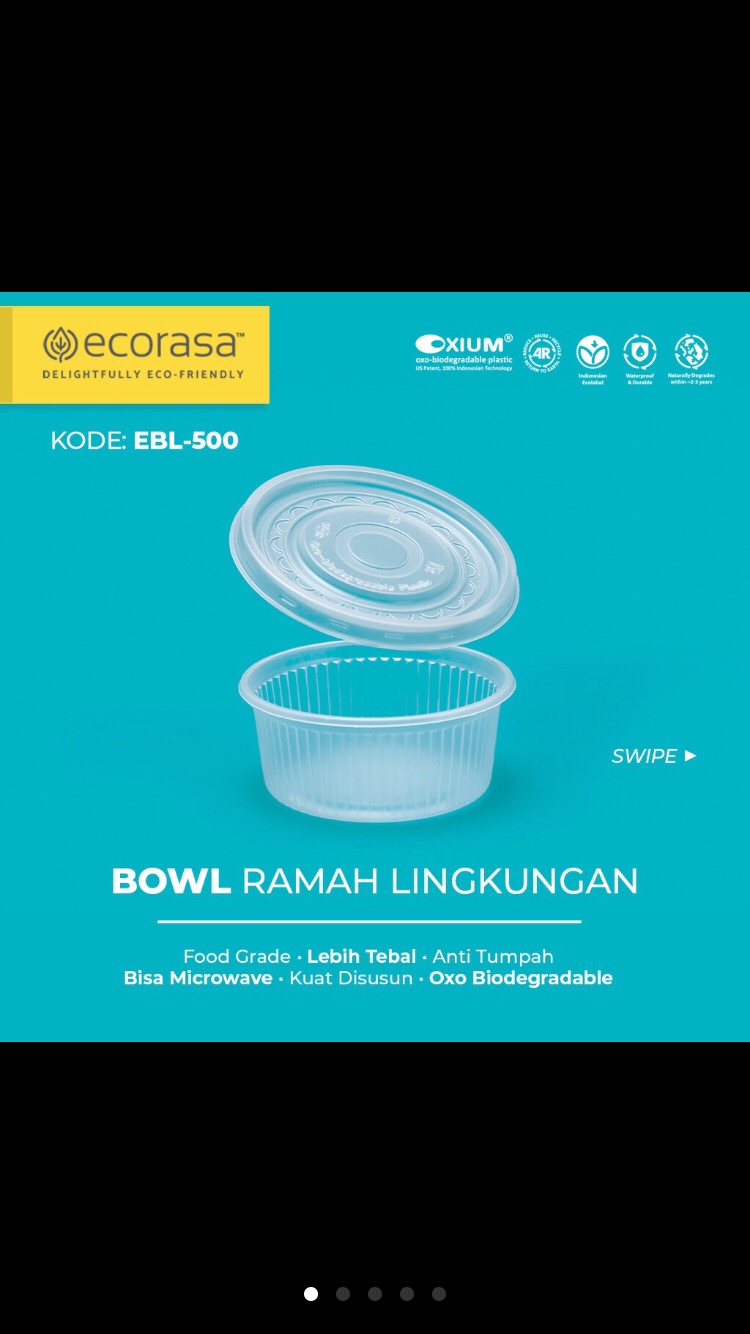 Bowl Ecorasa Ramah Lingkungan Oxium Ebl-500 (100 Pcs)