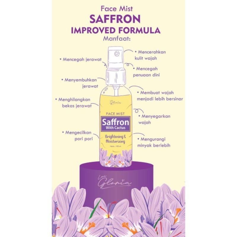 (RESELLER RESMI)✅ FACEMIST GLOWING SAFFRON LEA GLORIA BPOM