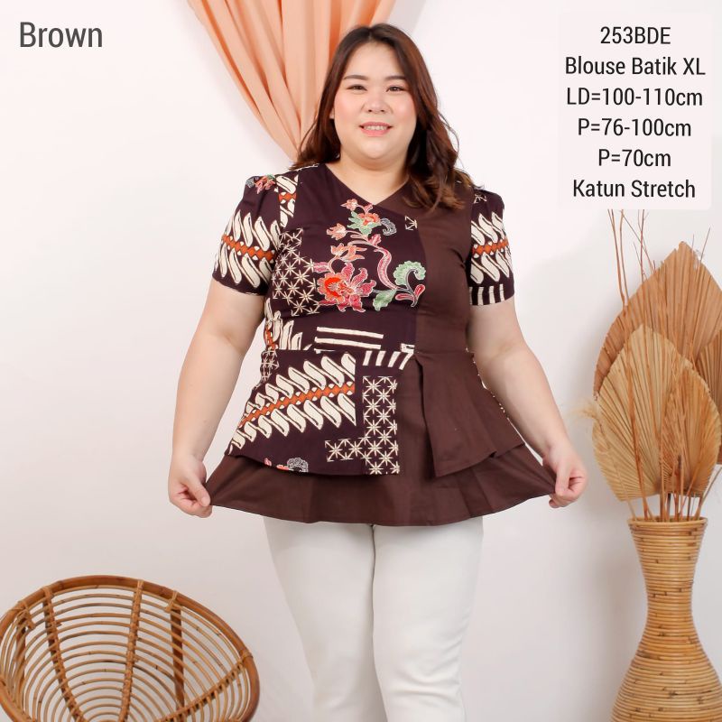 BIGSIZE BLOUSE NINA BATIK MODERN XL ATASAN CEWEK JUMBO 253 XL BAJU FASHION WANITA MURAH KERJA