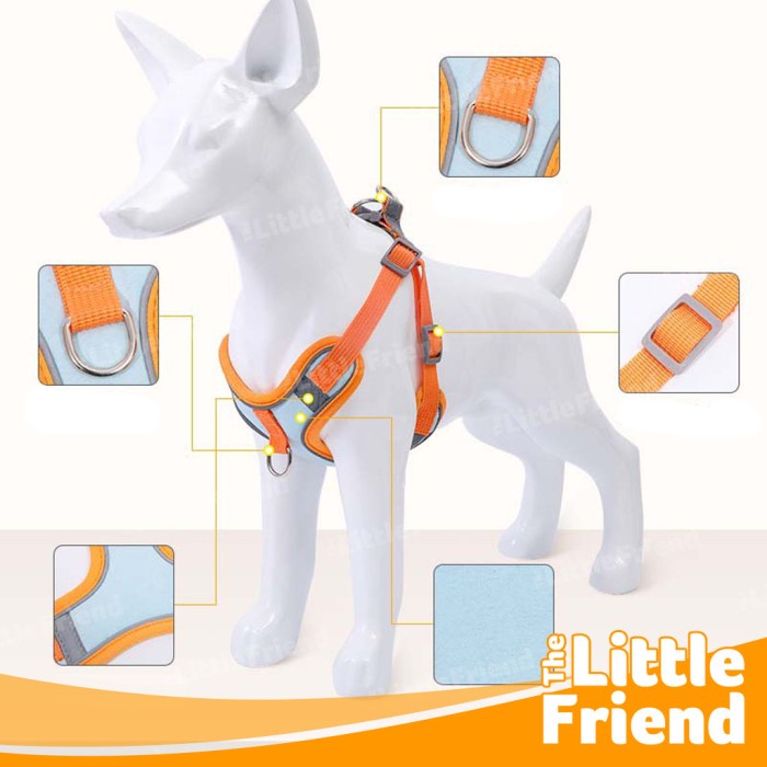 Tali Dada Anjing Kucing Leash Harness Rompi Reflective Anti Breakaway