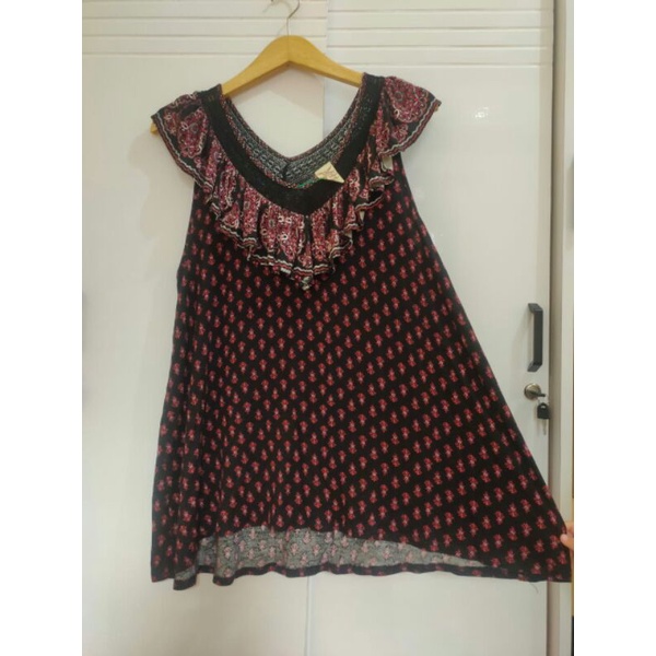 bohemian tanktop atasan wanita kutung by faded glory lace renda rayon spandek super adem jumbo premi
