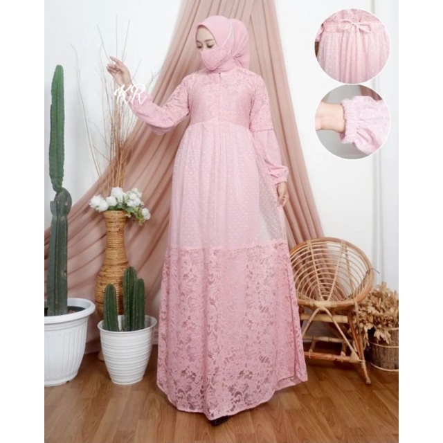 MAXY MUSTIKA TILE, BRUKAT FURING, GAMIS HIJAB MUSLIM, MAXY DRESS