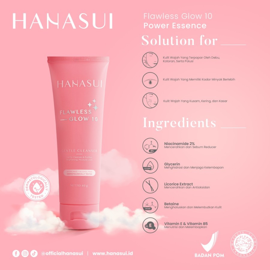 HANASUI FLAWLESS GENTLE CLEANSER / FACE WASH - 60GR