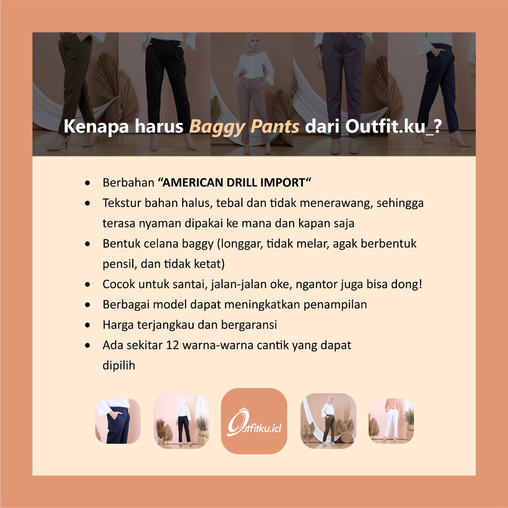 Baggy Pants Premium M L XL XXL / Baggy Pants Wanita / Celana Panjang Wanita / Celana Wanita