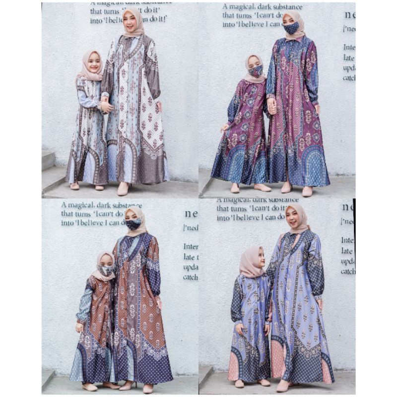 Gamis Couple Mikayla Motif Baju Couple Ibu Anak free masker Maxmara