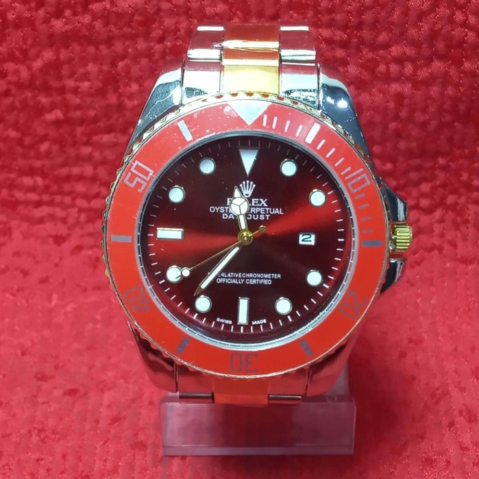 JAM TANGAN ROLEX SUBMARINER TANGGAL WATER RESISTANT R521B Merah C Pria