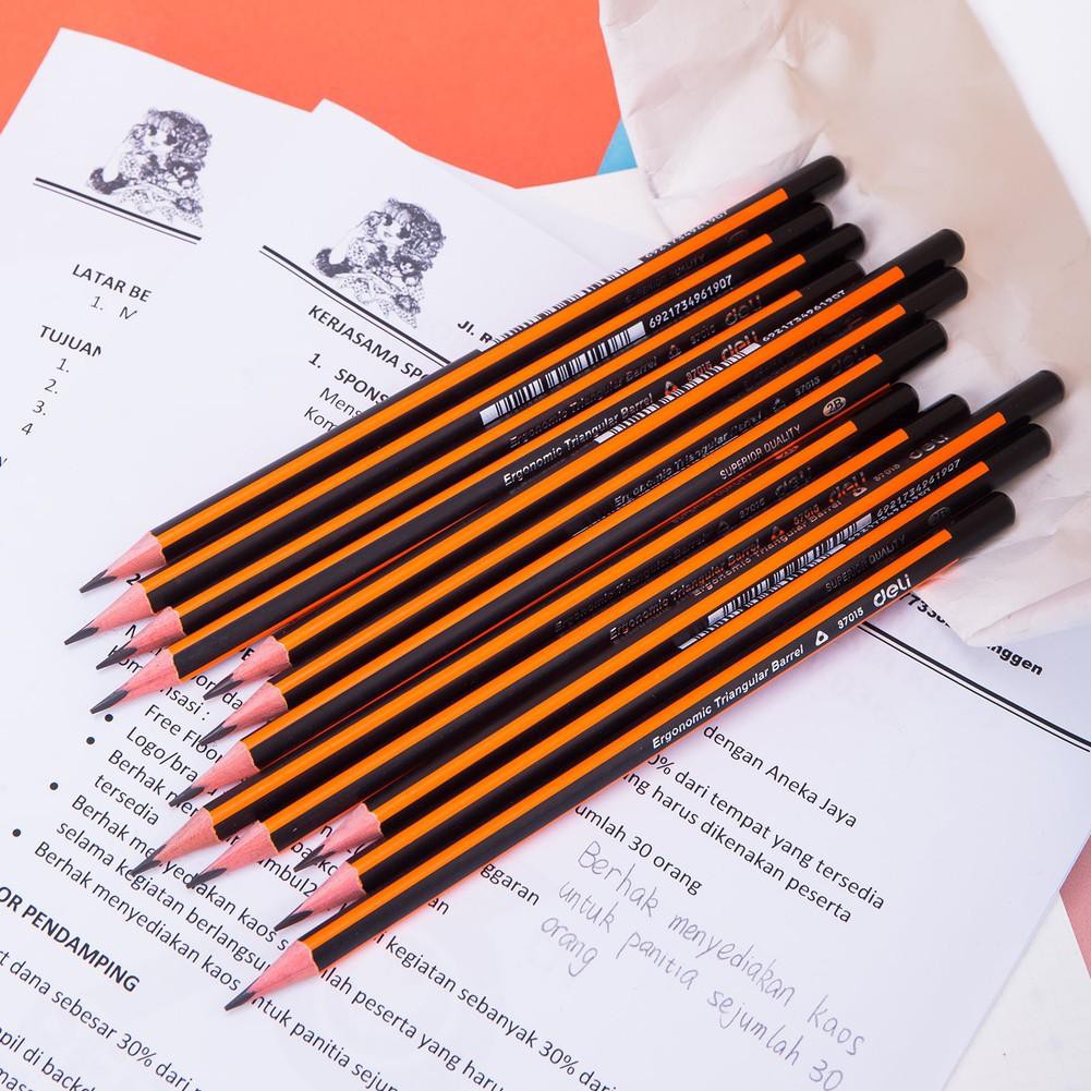 

hD3Code Deli Graphite Pensil Kayu 2B dengan penghapus bebas PVC yang tidak beracun mudah diasah E370