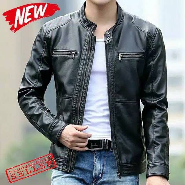 Jaket kulit pria Import keren slimfit original Jaket kulit Cowok terbaru murah